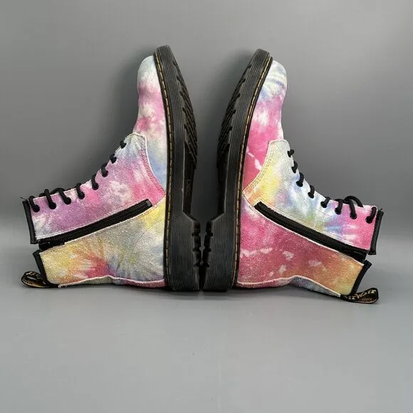 Dr. Martens Pink Tie Dye Junior 1460 Pascal Kids Girls Size 6 Lace up Boots Shoe
