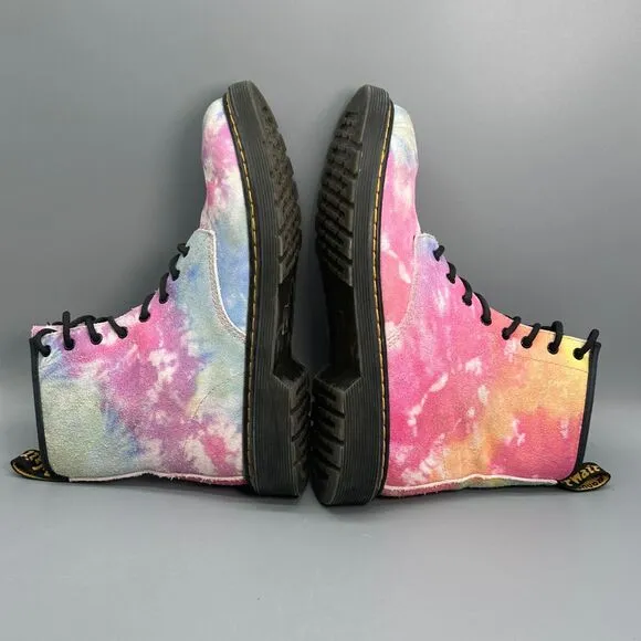 Dr. Martens Pink Tie Dye Junior 1460 Pascal Kids Girls Size 6 Lace up Boots Shoe