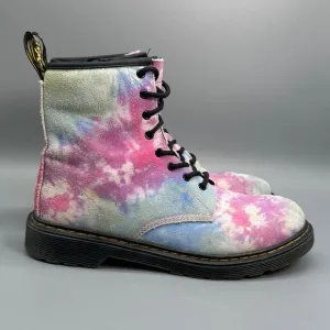 Dr. Martens Pink Tie Dye Junior 1460 Pascal Kids Girls Size 6 Lace up Boots Shoe