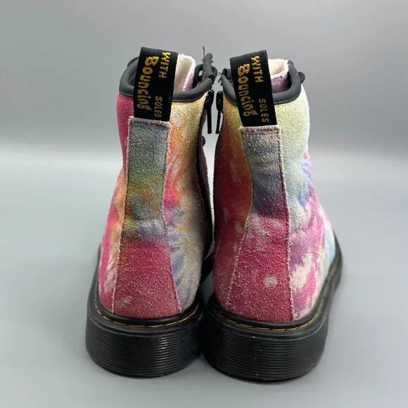 Dr. Martens Pink Tie Dye Junior 1460 Pascal Kids Girls Size 6 Lace up Boots Shoe