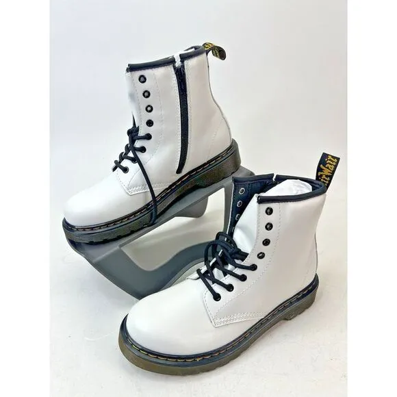 Dr. Martens Romario Side Zip Boots White‎ 1460J Boys 4/ Girls 5