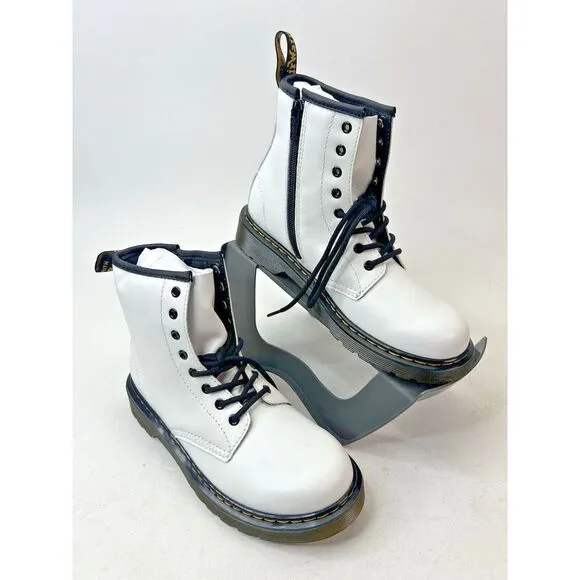 Dr. Martens Romario Side Zip Boots White‎ 1460J Boys 4/ Girls 5