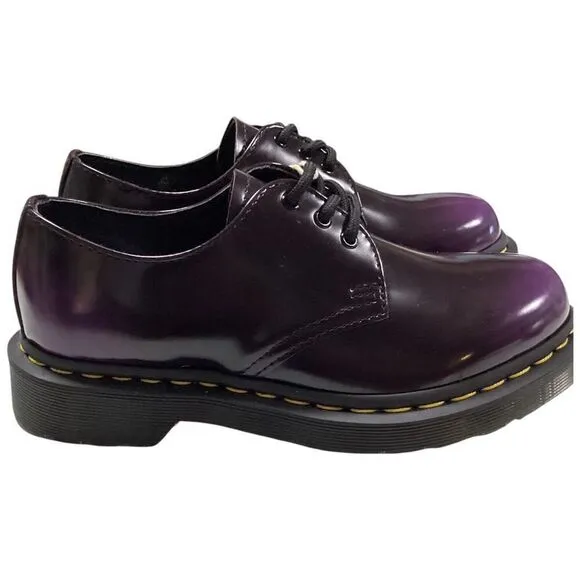 Dr. Martens Shoes Womens 5 Black Purple Vegan Ruboff Oxford Lace Up Derby NEW