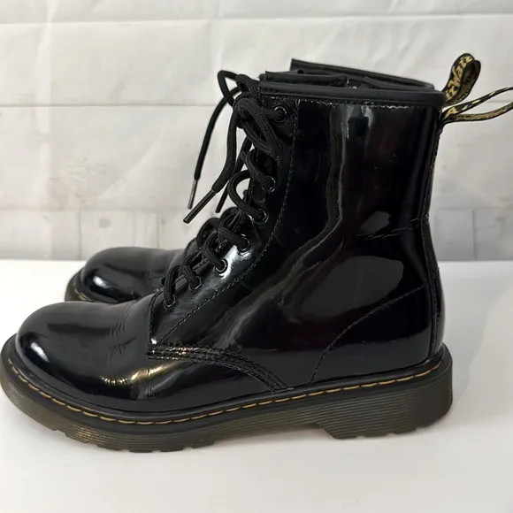 Dr. Martens Size 5 Women's Black Patent Leather Boots Grunge Goth Biker-Core