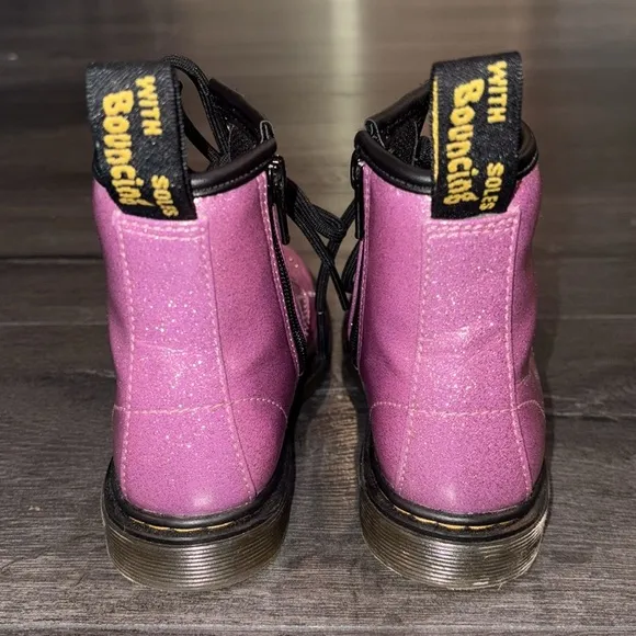 Dr. Martens Toddler Girls Glitter 1460 J Ankle Boots Size 11 Dark Pink/Black