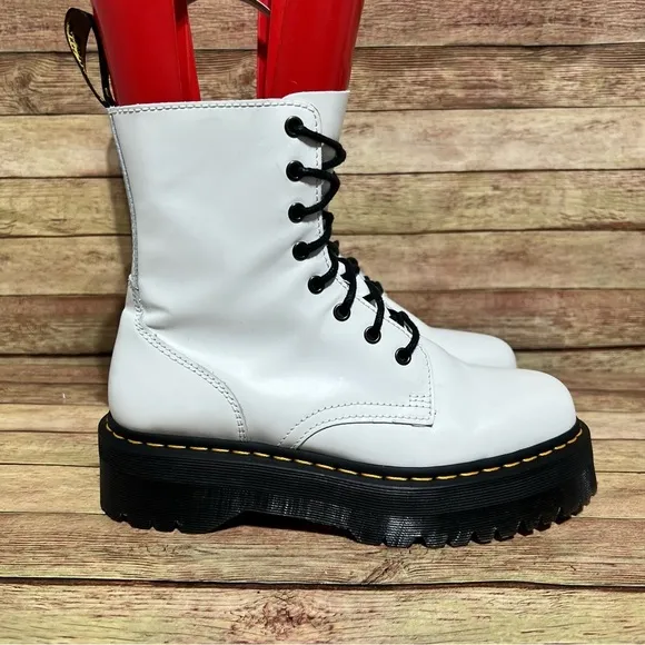 Dr. Martens White Leather Jadon Lace Up Boots