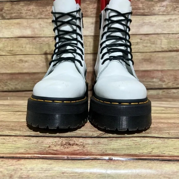 Dr. Martens White Leather Jadon Lace Up Boots