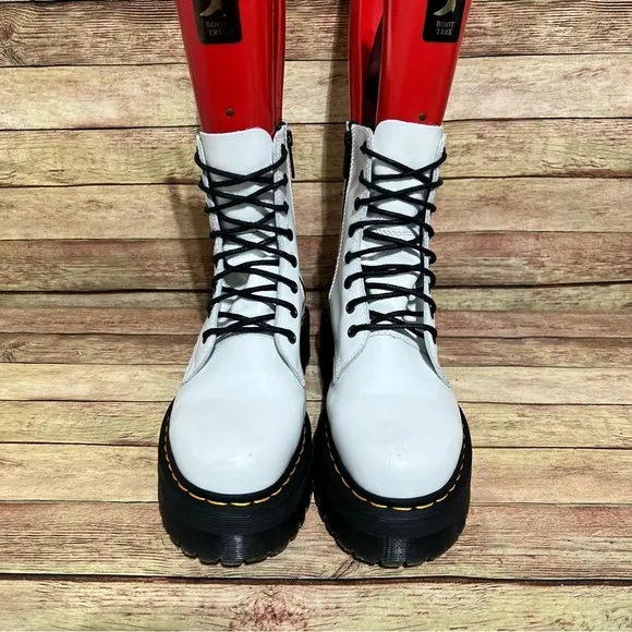 Dr. Martens White Leather Jadon Lace Up Boots
