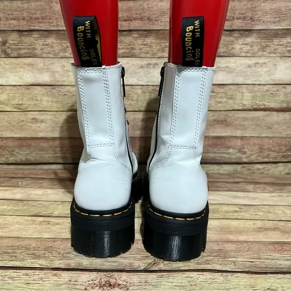 Dr. Martens White Leather Jadon Lace Up Boots