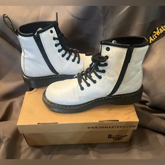 Dr. Martens White Leather Romario Boots