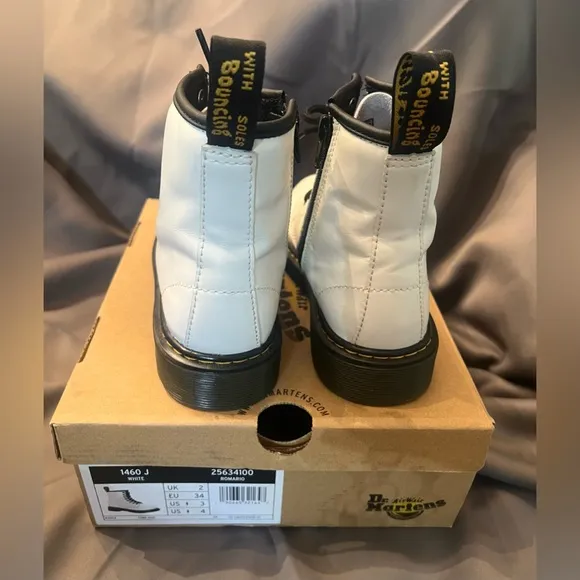 Dr. Martens White Leather Romario Boots