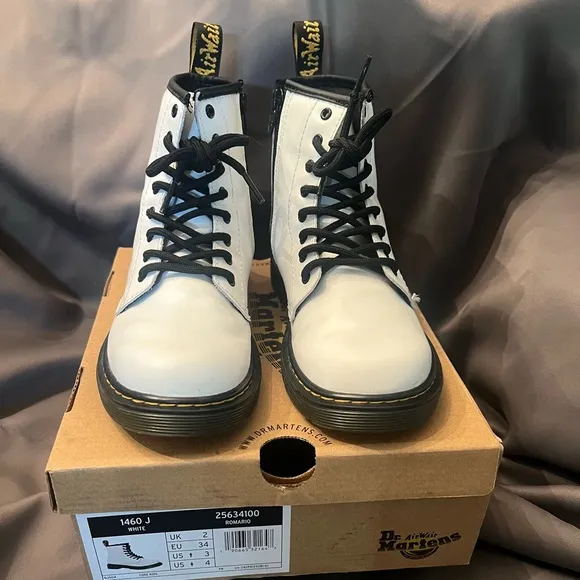Dr. Martens White Leather Romario Boots