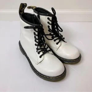 Dr. Martens White Leather Zip Up Boots
