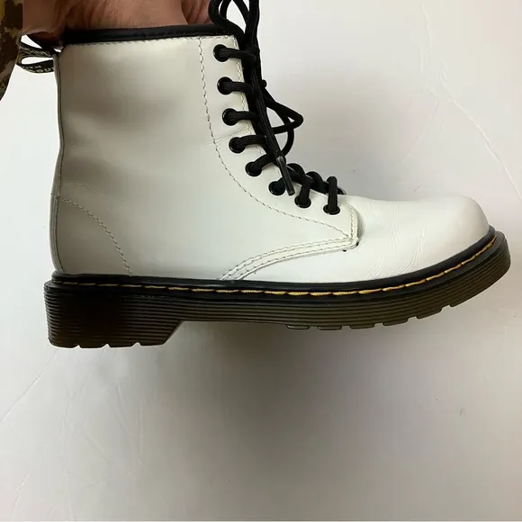 Dr. Martens White Leather Zip Up Boots