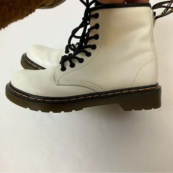 Dr. Martens White Leather Zip Up Boots
