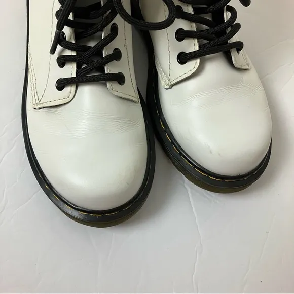 Dr. Martens White Leather Zip Up Boots
