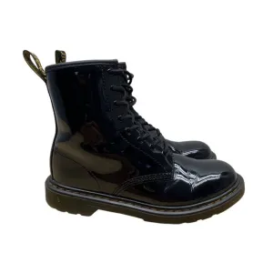Dr. Martens Youth Black Patent Leather With Side Zipper Lace-Up Boots Size 5 US