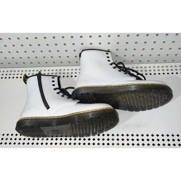 Dr. Martens Zavala Womens Lace Up Side Zip Combat Boots Size US 6 EU 37 White