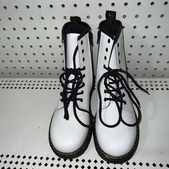 Dr. Martens Zavala Womens Lace Up Side Zip Combat Boots Size US 6 EU 37 White