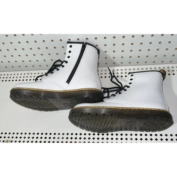 Dr. Martens Zavala Womens Lace Up Side Zip Combat Boots Size US 6 EU 37 White