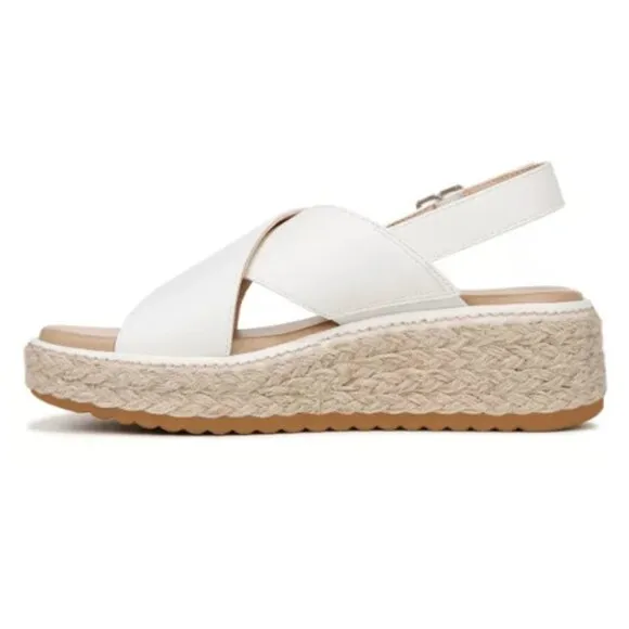 Dr. Scholl's Womens Ember Espadrille Sandal White Microfiber 9.5 M