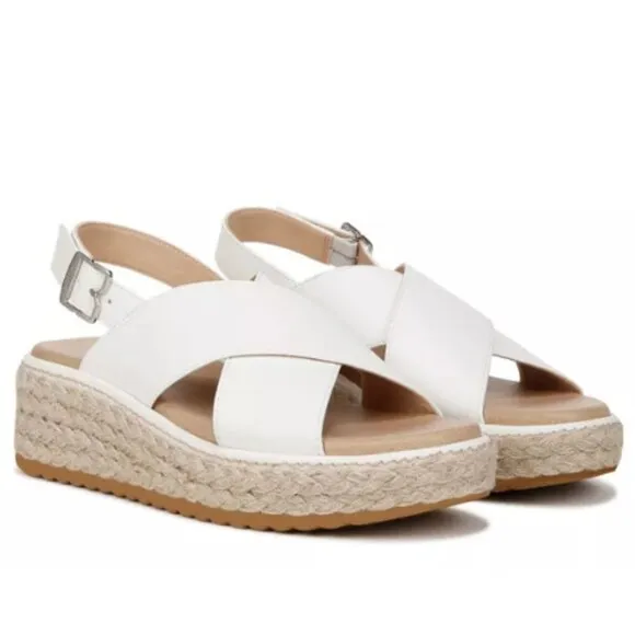 Dr. Scholl's Womens Ember Espadrille Sandal White Microfiber 9.5 M