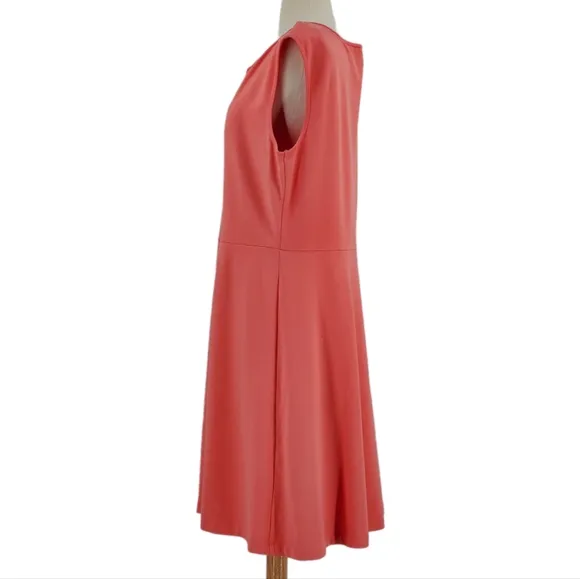 Draper James Coral Sleeveless Boat Neck Fit and Flare Stretch Knit Dress X-Large