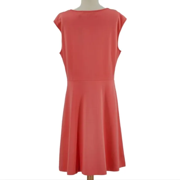 Draper James Coral Sleeveless Boat Neck Fit and Flare Stretch Knit Dress X-Large