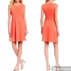 Draper James Coral Sleeveless Boat Neck Fit and Flare Stretch Knit Dress X-Large