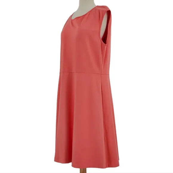 Draper James Coral Sleeveless Boat Neck Fit and Flare Stretch Knit Dress X-Large