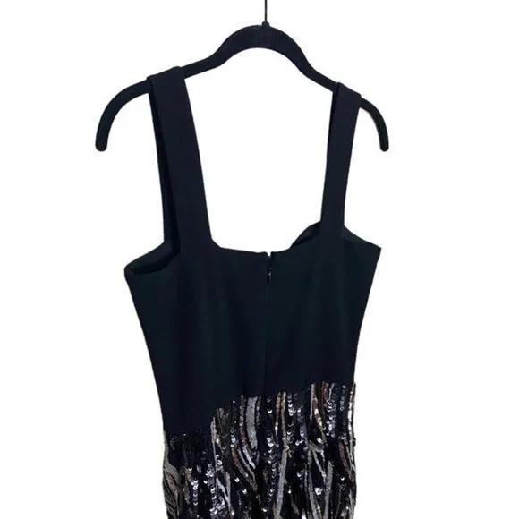 Dress the Population NWT Sweetheart Neck Black Sequin Cocktail Dress size Small