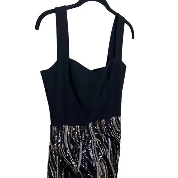 Dress the Population NWT Sweetheart Neck Black Sequin Cocktail Dress size Small