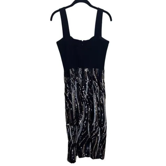 Dress the Population NWT Sweetheart Neck Black Sequin Cocktail Dress size Small
