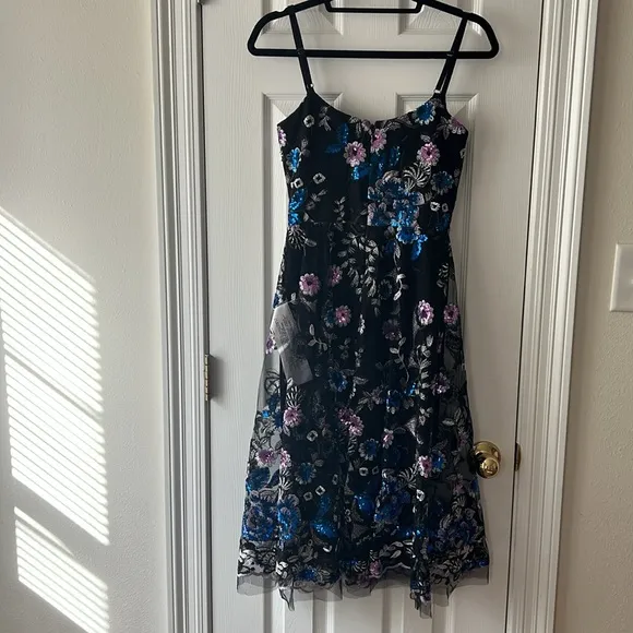 Dress the Population Uma Floral Dress in Black Multi Size XS