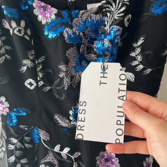 Dress the Population Uma Floral Dress in Black Multi Size XS