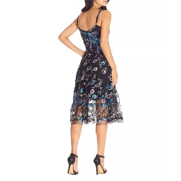 Dress the Population Uma Floral Dress in Black Multi Size XS