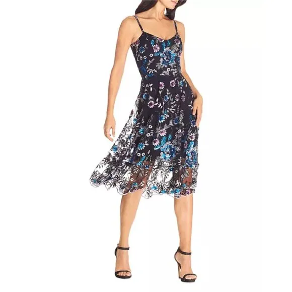 Dress the Population Uma Floral Dress in Black Multi Size XS