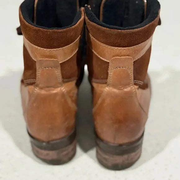 Dromedaris Ankle Boots Side Zip Lace Up Brown Distressed Women Size 38 7.5/8