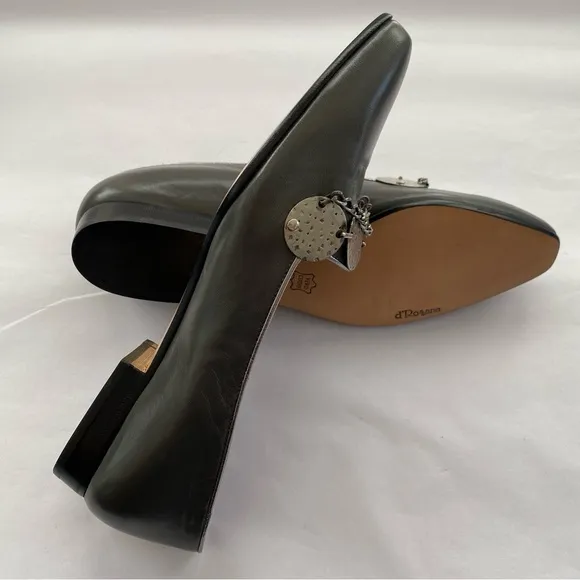 d’Rosana by Charna Vintage Made in Italy Leather Hammered Charm Flats Size 7.5