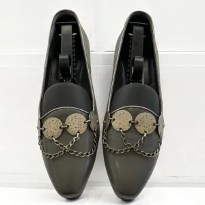 d’Rosana by Charna Vintage Made in Italy Leather Hammered Charm Flats Size 7.5