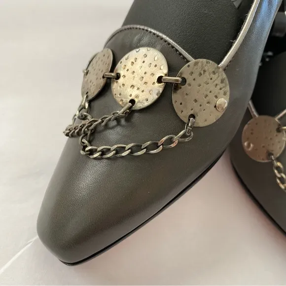 d’Rosana by Charna Vintage Made in Italy Leather Hammered Charm Flats Size 7.5