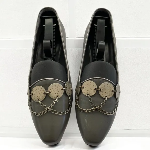 d’Rosana by Charna Vintage Made in Italy Leather Hammered Charm Flats Size 7.5
