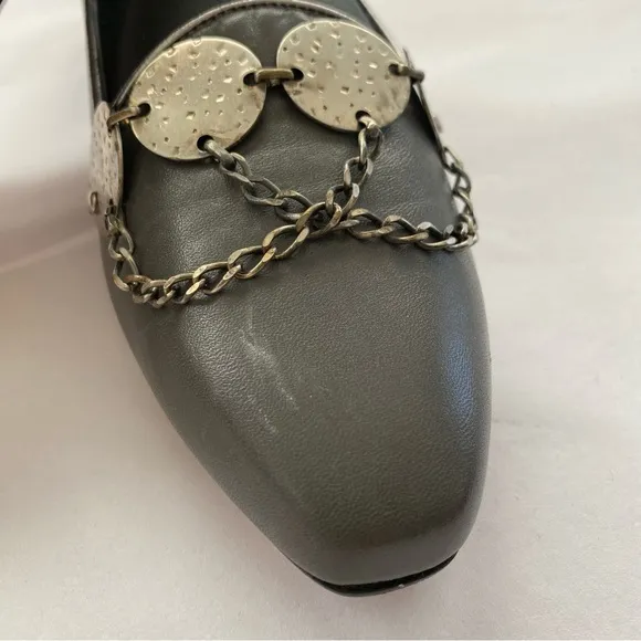 d’Rosana by Charna Vintage Made in Italy Leather Hammered Charm Flats Size 7.5