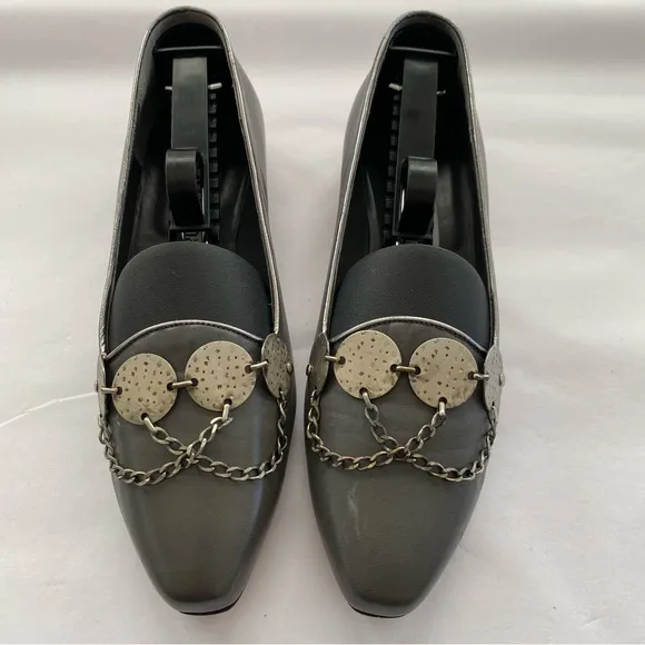d’Rosana by Charna Vintage Made in Italy Leather Hammered Charm Flats Size 7.5