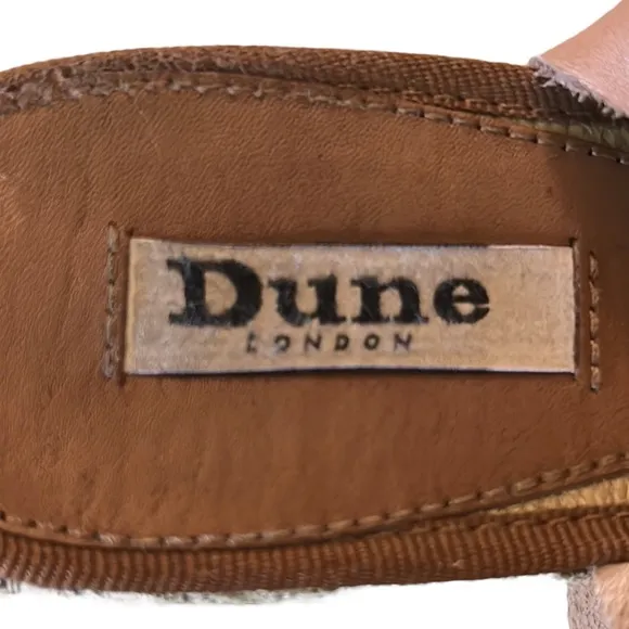 Dune London Camel Leather Slingback Peep Toe Straw Espadrille Wedges Sandals  8