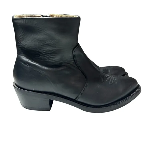 Durango 10 EE TR820 Black Leather 7&quot; Side Zip Boots Men Western Boot Shorty