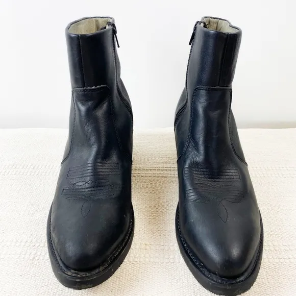 DURANGO Black Side Zip Western Short Cowboy Boots Mens size 9