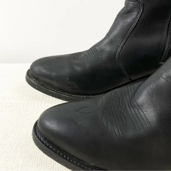 DURANGO Black Side Zip Western Short Cowboy Boots Mens size 9