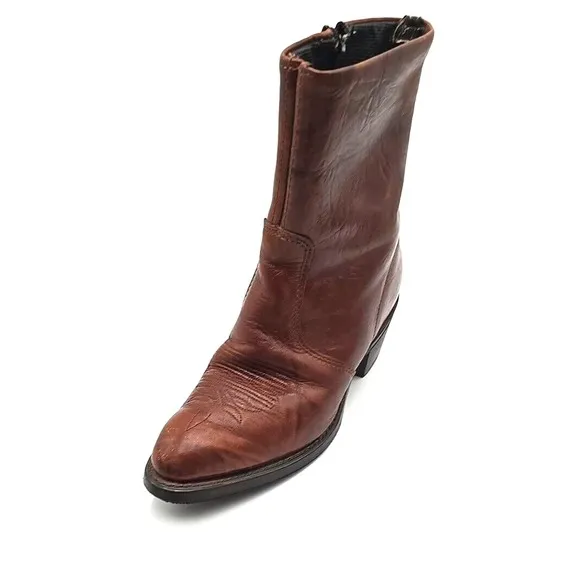 Durango Boots Mens 7 Brown Leather Side Zip Ankle Chelsea Western Cowboy