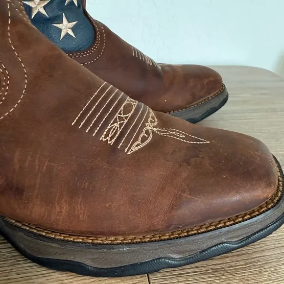 Durango Lady Rebel Patriotic Pull On Leather Western Flag Boots 10&quot; Women's 9
